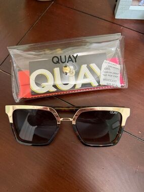 Quay Australia Gold & Tortoiseshell Square Sunglasses